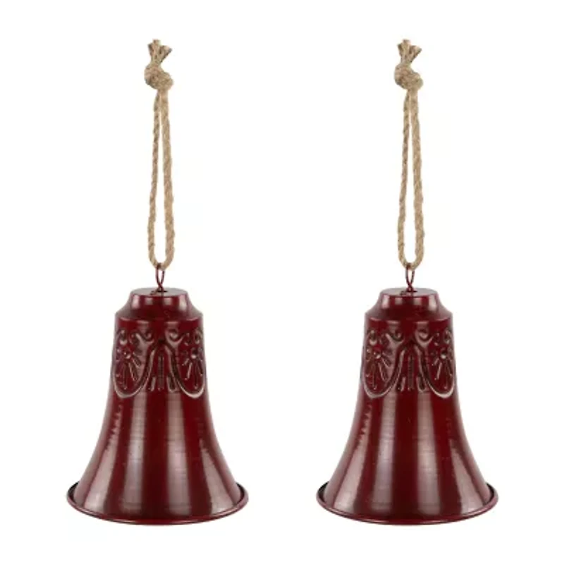 Northlight Embossed Bell - 6in - Burgundy - Set Of 2 Christmas Ornament