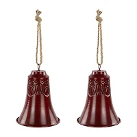 Northlight Embossed Bell - 6in - Burgundy - Set Of 2 Christmas Ornament