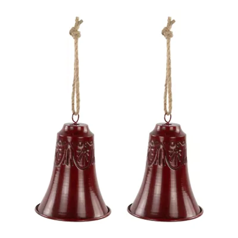 Northlight Embossed Bell - 6in - Burgundy - Set Of 2 Christmas Ornament