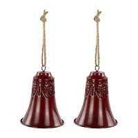 Northlight Embossed Bell - 6in - Burgundy - Set Of 2 Christmas Ornament