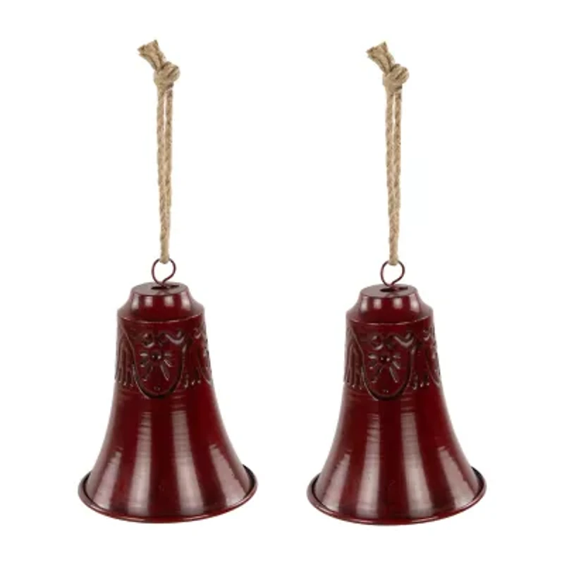 Northlight Embossed Bell - 6in - Burgundy - Set Of 2 Christmas Ornament