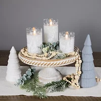 Northlight Led Flickering Snowy Woodland Glass Pillar - 6in - Set Of 3 Flameless Candle