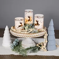 Northlight Led Reindeer Flickering Wax Pillar - 6in - Set Of 3 Flameless Candle