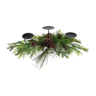 Northlight Real Touch™️ Jingle Bell And Pine Cones Pillar - 30in Candle Holder