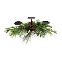 Northlight Real Touch™️ Jingle Bell And Pine Cones Pillar - 30in Candle Holder