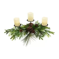 Northlight Real Touch™️ Jingle Bell And Pine Cones Pillar - 30in Candle Holder