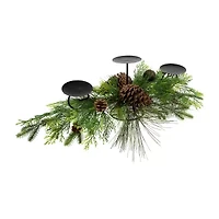 Northlight Real Touch™️ Jingle Bell And Pine Cones Pillar - 30in Candle Holder