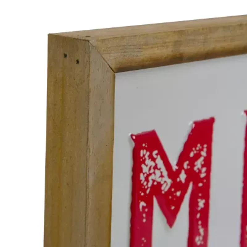Northlight 16in Wooden Framed "Merry And Bright" Metal Christmas Tabletop Decor