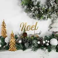 Northlight Pine Foliage And Pine Cone "Noel" - 11in Christmas Tabletop Decor