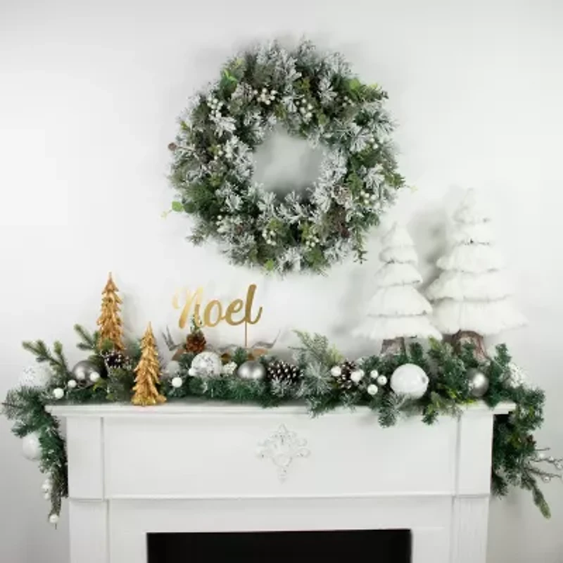Northlight Pine Foliage And Pine Cone "Noel" - 11in Christmas Tabletop Decor