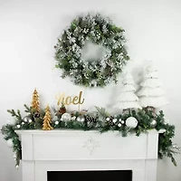 Northlight Pine Foliage And Pine Cone "Noel" - 11in Christmas Tabletop Decor