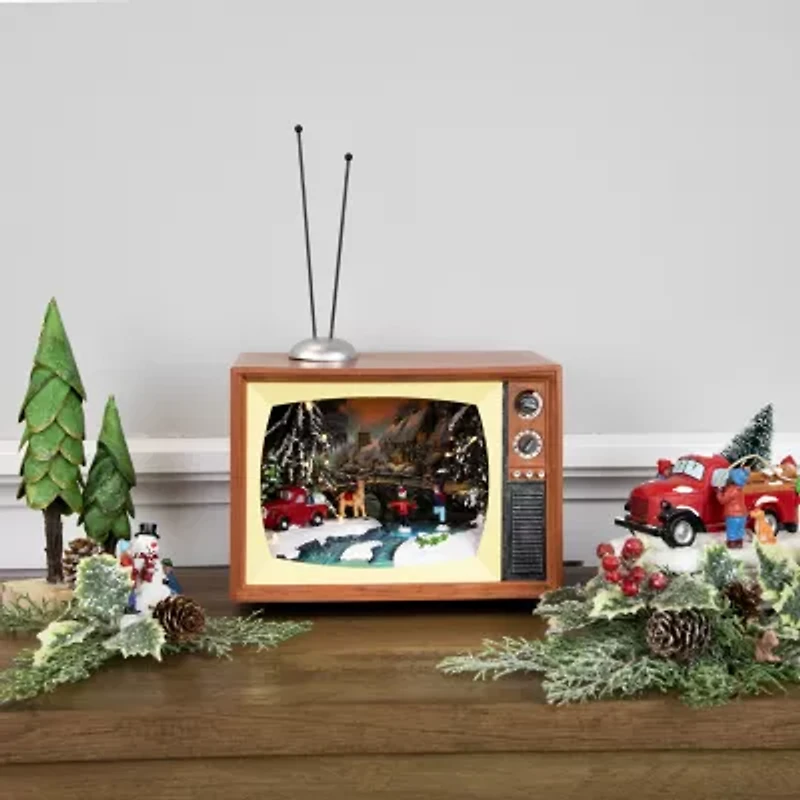 Northlight Led Lighted Animated Musical Tv With Ice Skating Scene Display - 9.25in Plays Music Christmas Tabletop Decor