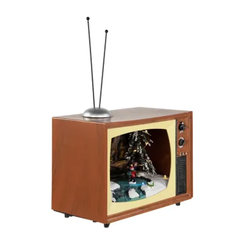 Northlight Led Lighted Animated Musical Tv With Ice Skating Scene Display - 9.25in Plays Music Christmas Tabletop Decor