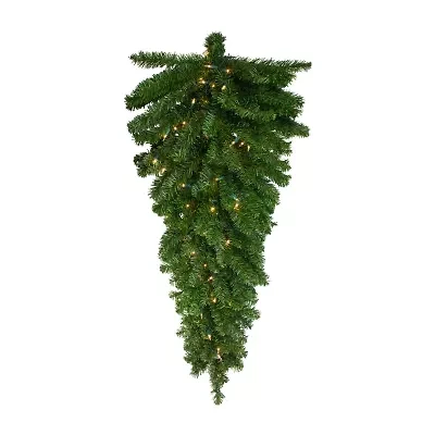 Northlight Pre-Lit Canadian Pine Artificial Teardrop - 52in - Clear Lights Swag