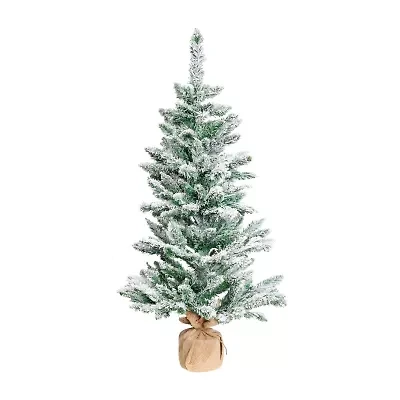 Northlight Frosted Pine In Burlap Base - 3.5ft - Unlit 3 1/2 Foot Pine Christmas Tree