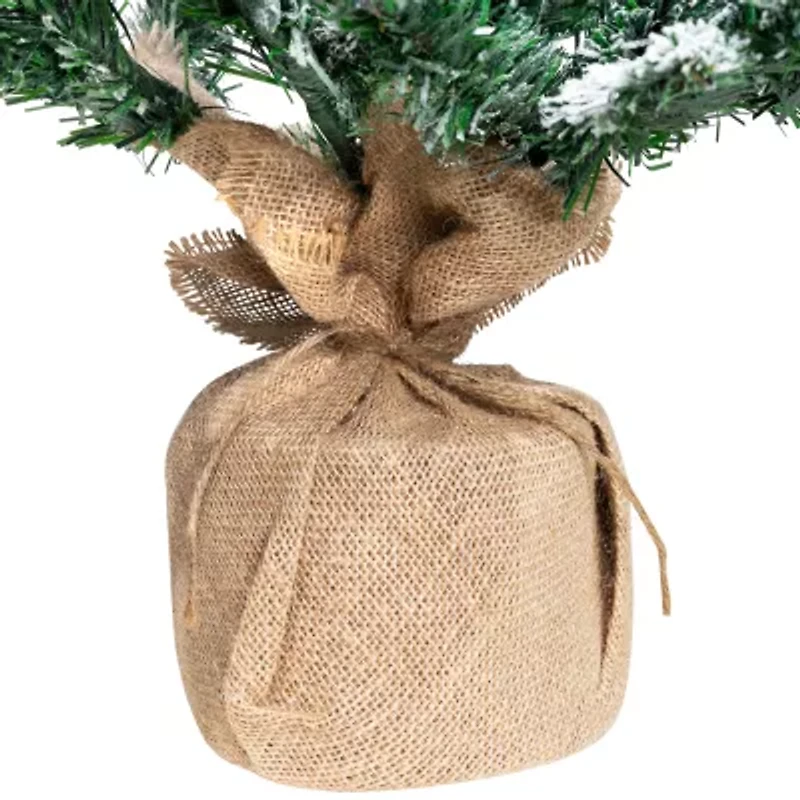 Northlight Frosted Pine In Burlap Base - 3.5ft - Unlit 3 1/2 Foot Pine Christmas Tree