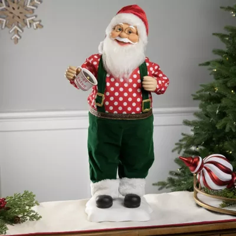 Northlight 24in Animated And Musical Claus With Hot Cocoa Christmas Figurine
