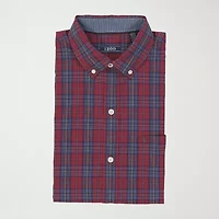 IZOD Performance Comfort Tartan Mens Long Sleeve Classic Fit Stretch Fabric Button-Down Shirt