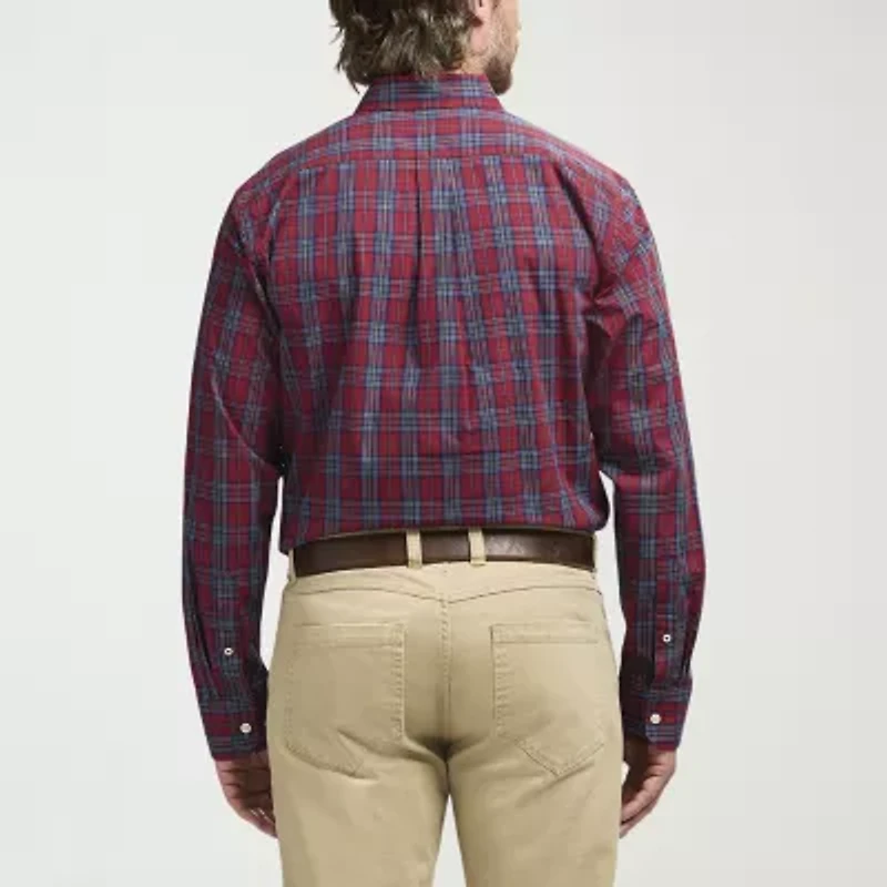 IZOD Performance Comfort Tartan Mens Long Sleeve Classic Fit Stretch Fabric Button-Down Shirt