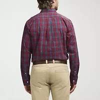 IZOD Performance Comfort Tartan Mens Long Sleeve Classic Fit Stretch Fabric Button-Down Shirt