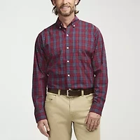 IZOD Performance Comfort Tartan Mens Long Sleeve Classic Fit Stretch Fabric Button-Down Shirt