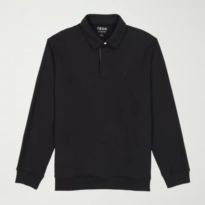 IZOD Lux Fleece Mens Regular Fit Long Sleeve Polo Shirt