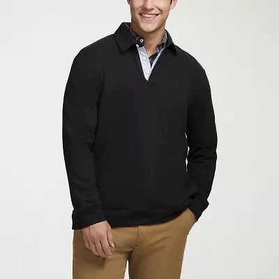 IZOD Lux Fleece Mens Regular Fit Long Sleeve Polo Shirt