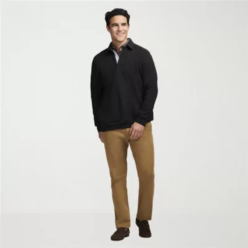 IZOD Lux Fleece Mens Regular Fit Long Sleeve Polo Shirt