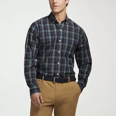IZOD Performance Comfort Tartan Mens Long Sleeve Classic Fit Stretch Fabric Button-Down Shirt