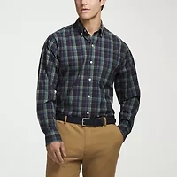 IZOD Performance Comfort Tartan Mens Long Sleeve Classic Fit Stretch Fabric Button-Down Shirt