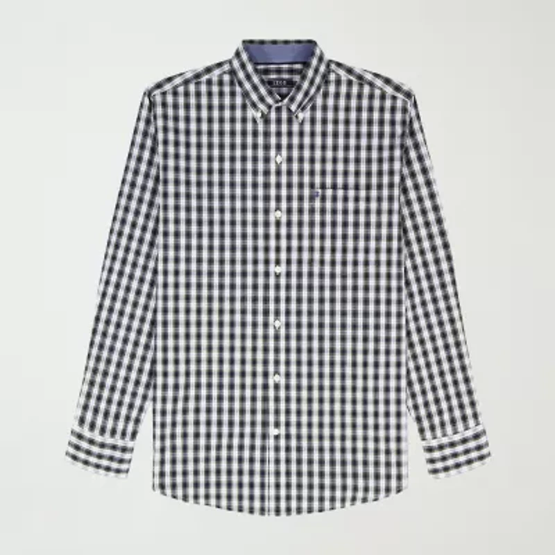 IZOD Performance Comfort Tartan Mens Long Sleeve Classic Fit Stretch Fabric Button-Down Shirt