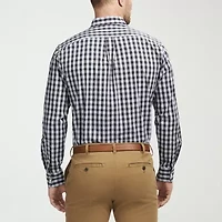 IZOD Performance Comfort Tartan Mens Long Sleeve Classic Fit Stretch Fabric Button-Down Shirt