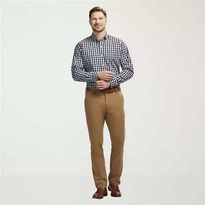 IZOD Performance Comfort Tartan Mens Long Sleeve Classic Fit Stretch Fabric Button-Down Shirt