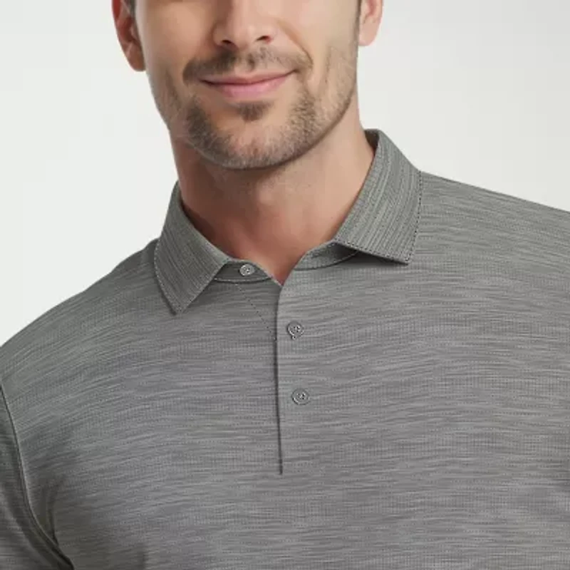 PGA TOUR Airflux Heathered Mens Regular Fit Short Sleeve Polo Shirt