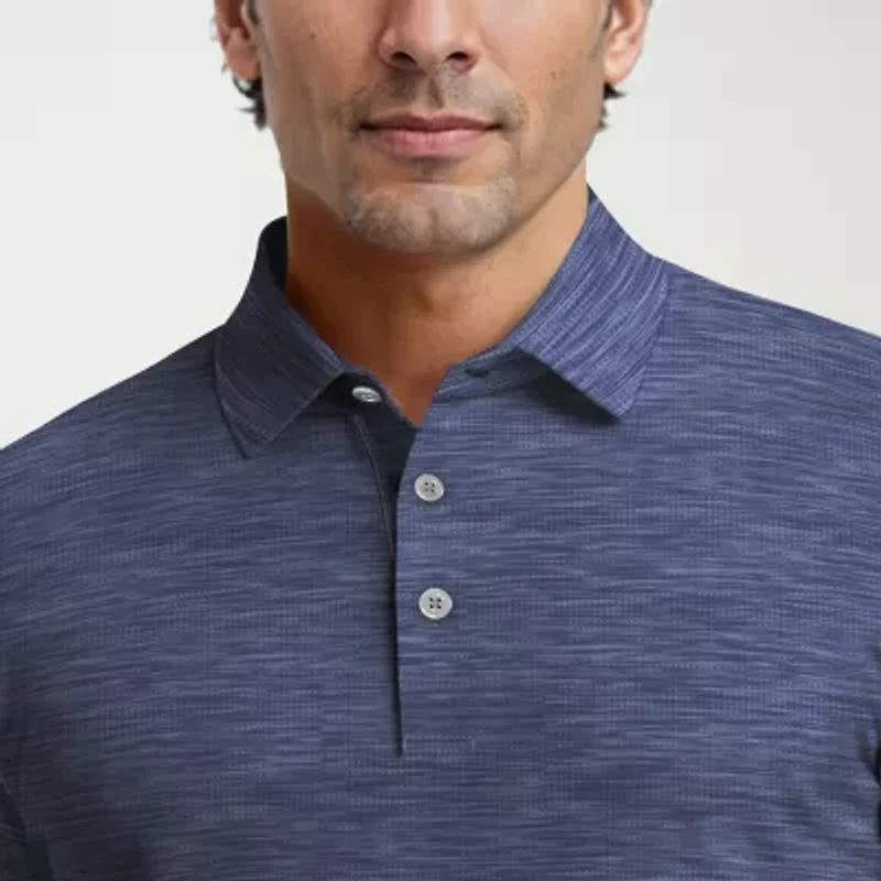 PGA TOUR Airflux Heathered Mens Regular Fit Short Sleeve Polo Shirt
