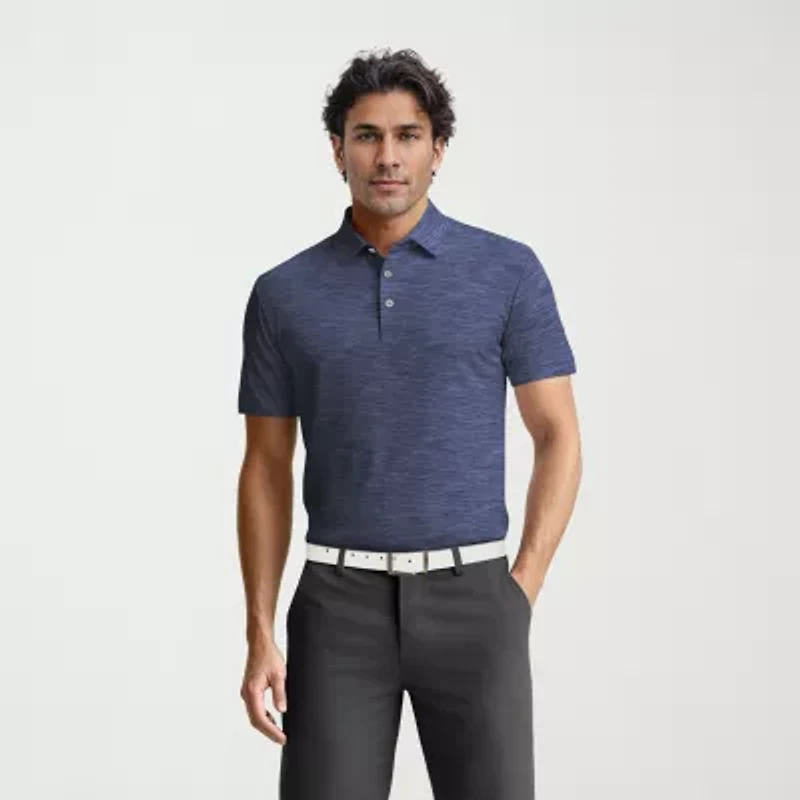 PGA TOUR Airflux Heathered Mens Regular Fit Short Sleeve Polo Shirt