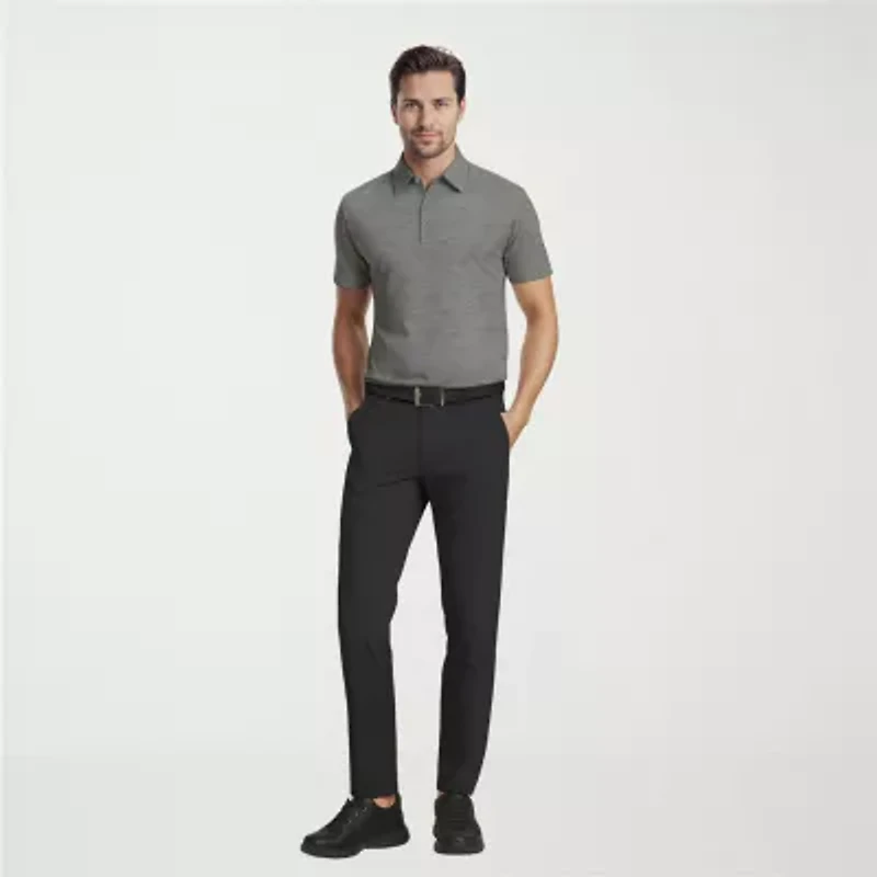 PGA TOUR Airflux Heathered Mens Regular Fit Short Sleeve Polo Shirt