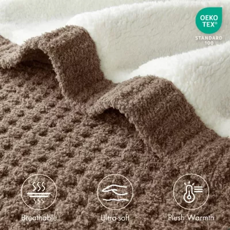 Madison Park Eden Waffle Knit Chenille Throw