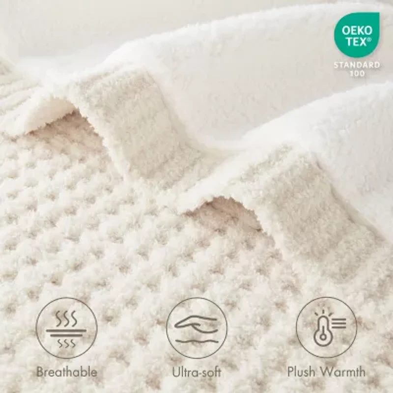Madison Park Eden Waffle Knit Chenille Throw