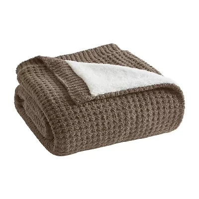 Madison Park Eden Waffle Knit Chenille Throw