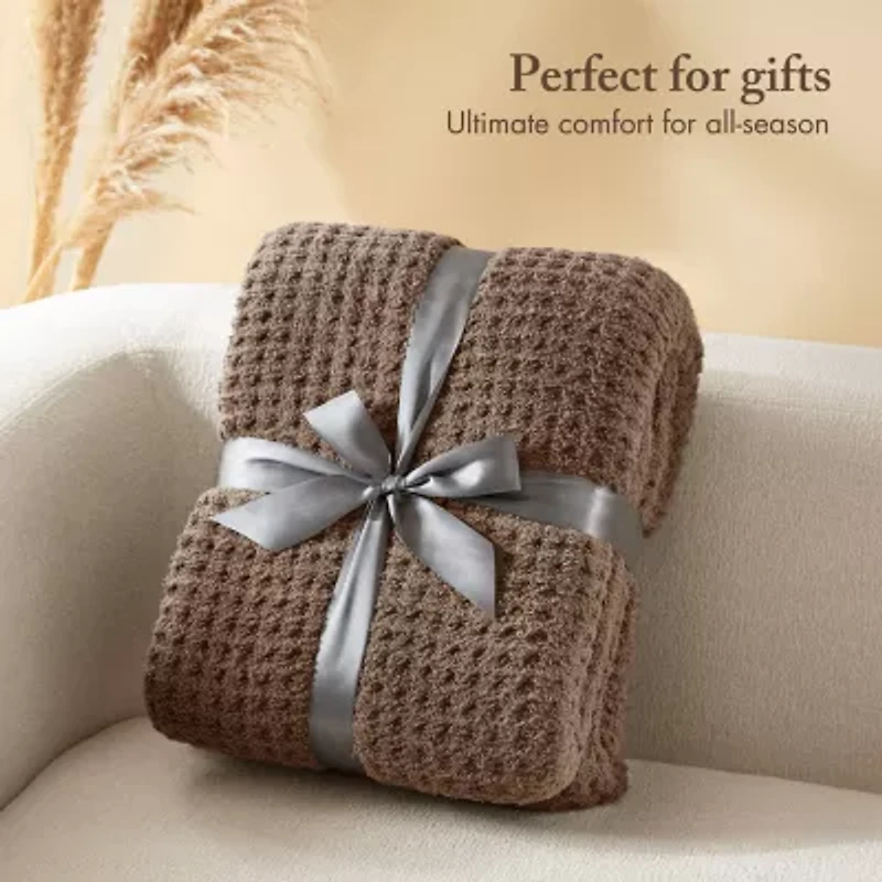 Madison Park Eden Waffle Knit Chenille Throw