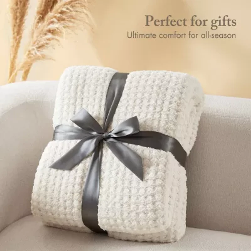 Madison Park Eden Waffle Knit Chenille Throw