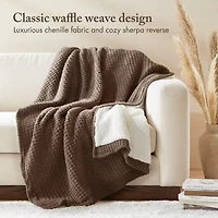Madison Park Eden Waffle Knit Chenille Throw