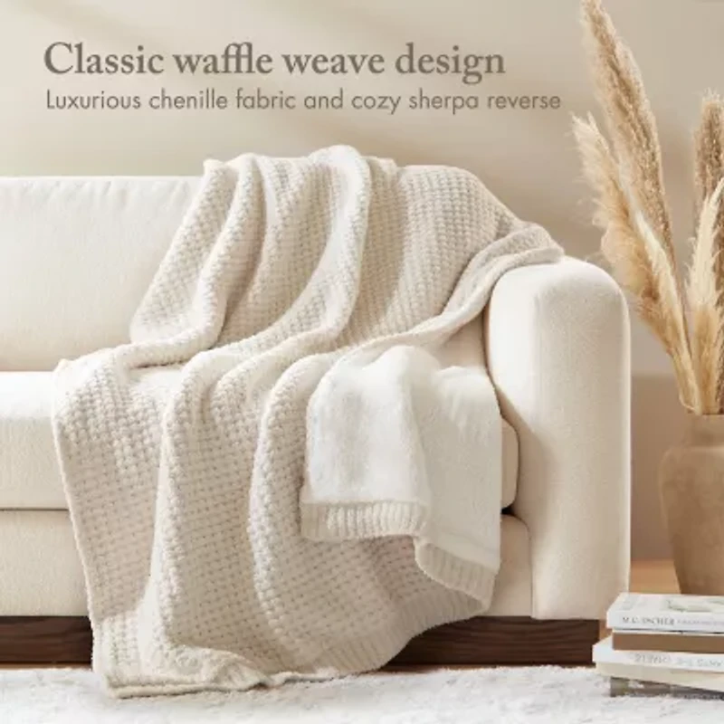 Madison Park Eden Waffle Knit Chenille Throw