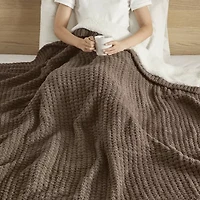Madison Park Eden Waffle Knit Chenille Throw