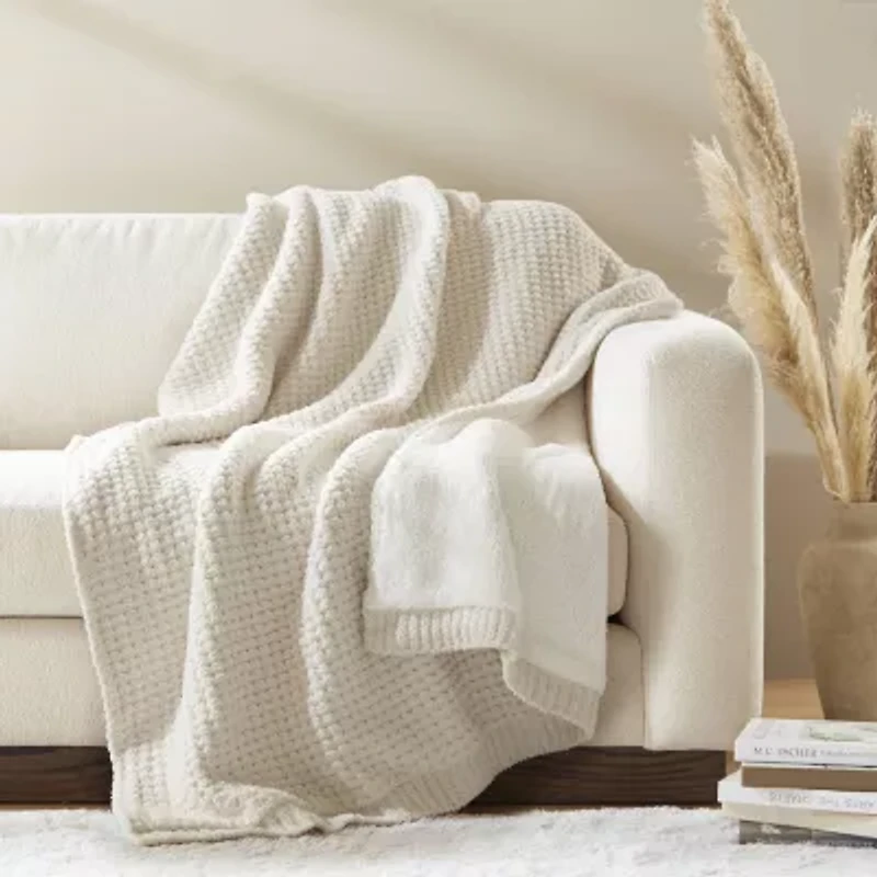 Madison Park Eden Waffle Knit Chenille Throw
