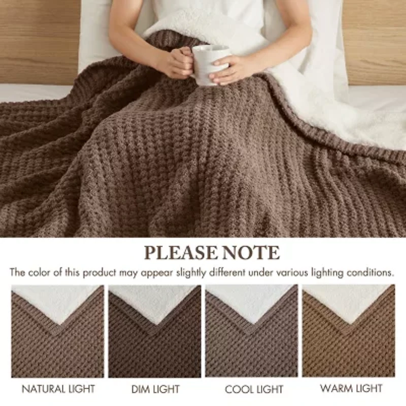 Madison Park Eden Waffle Knit Chenille Throw