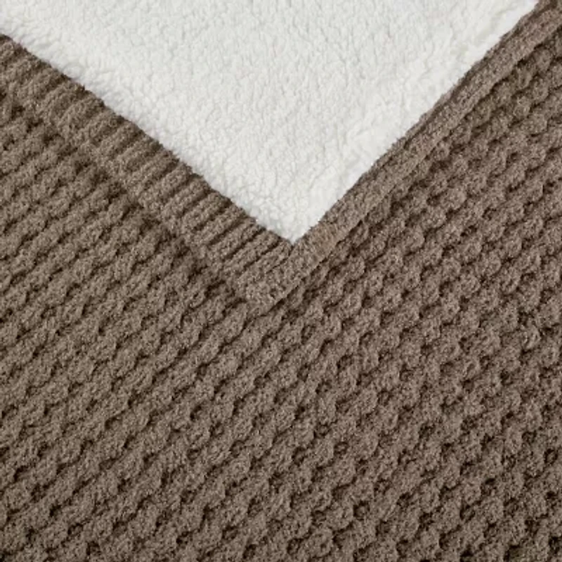 Madison Park Eden Waffle Knit Chenille Throw