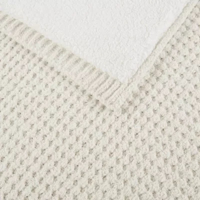Madison Park Eden Waffle Knit Chenille Throw