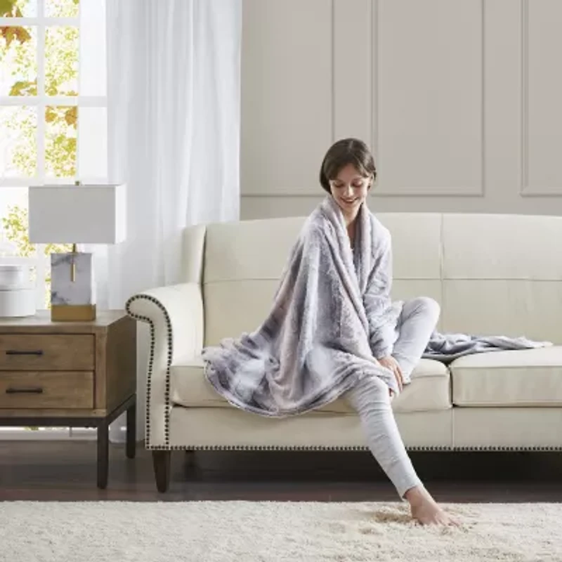Madison Park Marcelle Faux-Fur Throw